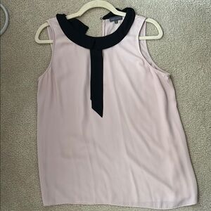 Vince Camuto Pink and Black Sleeveless Blouse with Bib Collar